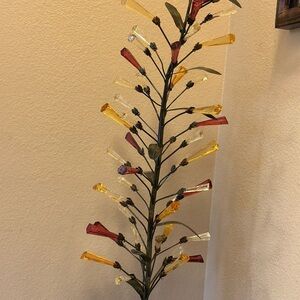 Decorative Glass Branch with Red and Yellow Accents